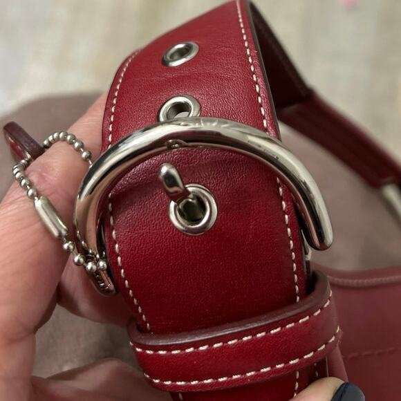 Coach Y2K 9541 Vintage Red Leather Small Mini Soho Hobo Shoulder Bag Retro - Picture 5 of 14